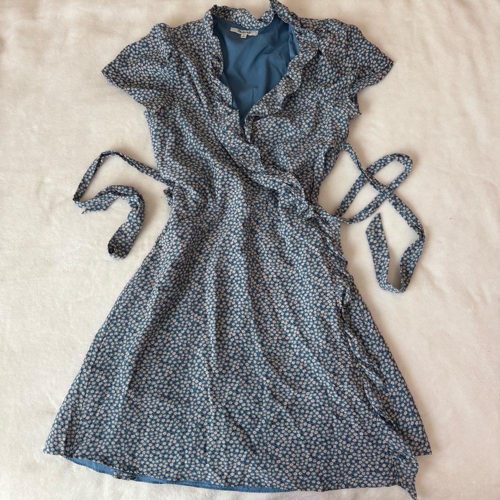 Floral Blue and white Wrap Dress